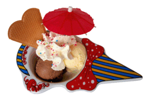 Ein lustiges animiertes GIF-Bild von verschiedenen Kaffee- und Dessertvariationen